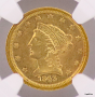 1843-C Small Date $2.50 Charlotte Gold Quarter Eagle NGC AU58 Charlotte Mint Label 1843-C Small Date $2.50 Charlotte Gold Quarter Eagle NGC AU58 Charlotte Mint Label