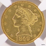 1849-C $5 Charlotte Gold Half Eagle NGC AU Details Cleaned Charlotte Mint Label 1849-C $5 Charlotte Gold Half Eagle NGC AU Details Cleaned Charlotte Mint Label